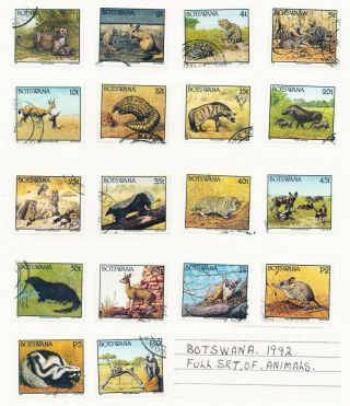 Botswana Animal Series 1992 Sc 518 - 535 Sg 738 - 755
