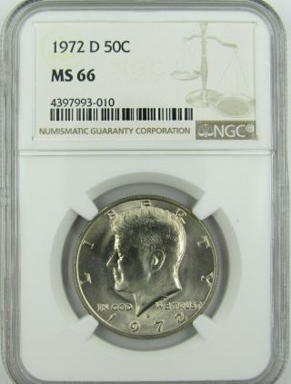 1972 - D Kennedy Half Dollar Ngc Ms66