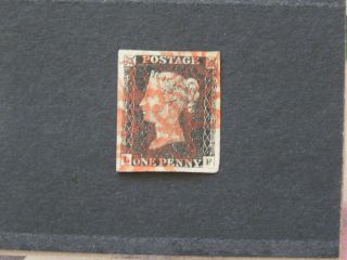 1840 Penny Black Plate 1b Very Good With Red Mx.