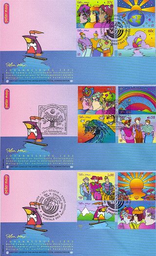 United Nations 2002 Sustainable Development On 3 First Day Covers Shss