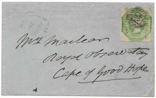 1857 1/ - Embossed Cut Square On Cover To Cape Of Good Hope Royal Observatory