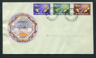 16.  09.  1963 Malaysia Malaya Map Set Stamps On Fdc Paya Lebar,  Singapore Cds Pmk