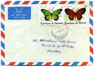 Burundi Butterflies 65f Sg1434 And 5f Sg1426 On Cover To Finland