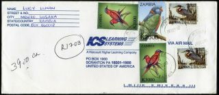 Zambia 2000 Birds Of The World Registered Cover With Multiple & Mixed Franking