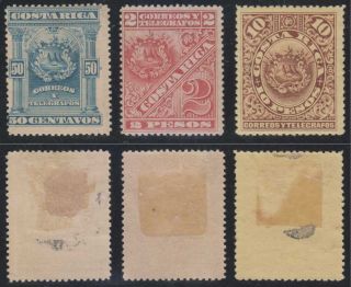 Costa Rica 1892 Sc 40,  42a & 44a Yvert 36,  38 & 40 Top Value Hinged €98.  00