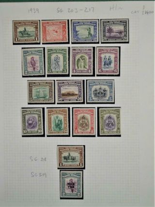 North Borneo Stamps 1939 Set 15,  Sg 303 - Sg 319 H/m (z150)