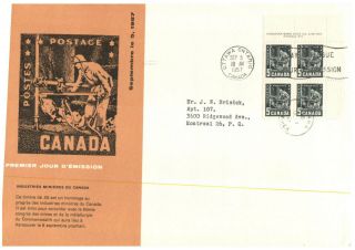(88) Canada Fdc Cover - 1957 - Industrie Minières Du Canada (with Insert)