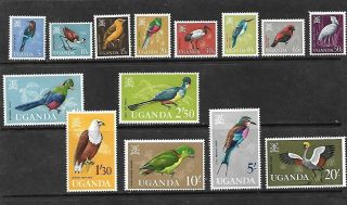 Uganda Vintage Postage Stamps 1965 Birds Sg 113/126 Mounted