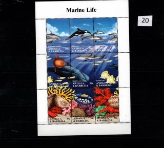 / Antigua & Barbuda - Mnh - Nature - Fish - Marine Life - Dolphins - Lobster