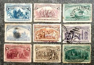 Buffalo Stamps,  Scott 230 - 238 Columbus Expo,  F/vf - Xf,  Cv = $225