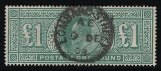 Great Britain Gb 1902 £1 Dull Blue Green King Edward Vii (sg266) Vf £825