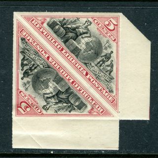 Liberia 53,  1894 " Commerce ",  Rouletted Pair,  Lh (lib028)