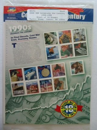 Us Postage Stamps Celebrate The Century 1990s 15 33c & 554900