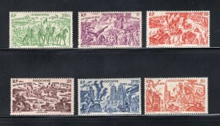 1946 French Indo - China 6 Stamp Set 50c - 5pi Chad To Rhine Air Mail C20 - C25