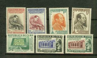 Chess: Cüba Sc.  463 - 5,  C43 - 5,  E14 1951 Capablanca Set Complete Mnh