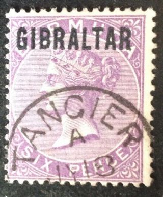 Gibraltar 1886 6d Deep Lilac Stamp Cancelled In Tangier Vfu