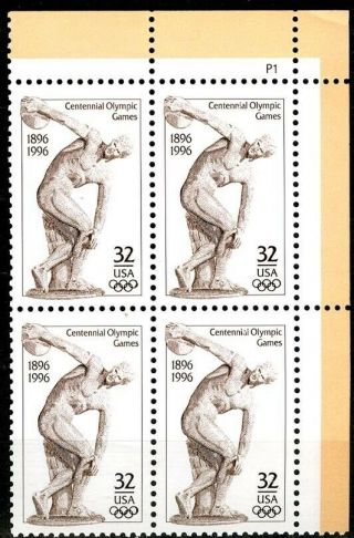Sc 3087 - 1996 32¢ Centennial Of Olympic Games - Plate Block Of 4 Nh