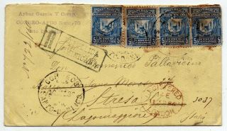 1886 Dominican Republic To Italy Reg Cover Via Great Britain,  Scarce Item