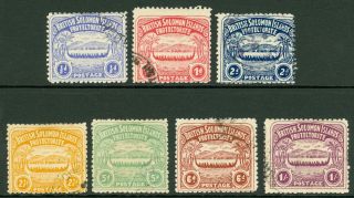 Sg 1 - 6 British Solomon Islands 1907.  Very Fine Set Of 7 Values.  ½d - 1/ -.