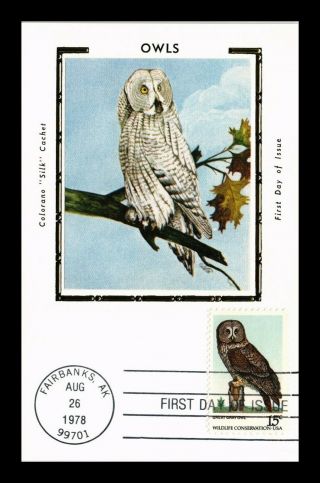 Dr Jim Stamps Us Great Owl Colorano Silk Fdc Postal Card