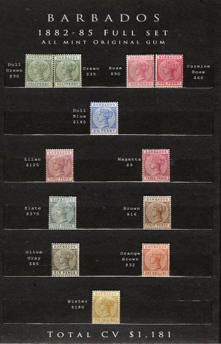 Barbados 1882 - 1950 Complete Cv $4,  133 (= £3,  404)
