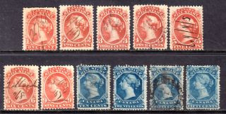 Canada Second Bill Stamp Fb18 - 23,  26 - 29,  32,  1865 Short Set/11,