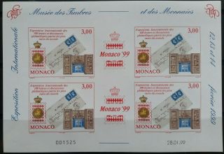 Monaco 2111 Imperf Sheet Of 4 1999 Mnh