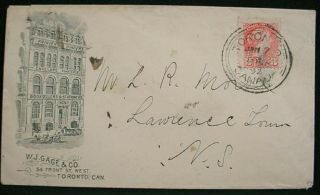 Canada 1897 Advertising Cover W/ W.  J.  G.  Perfin & 3 - Ring Cancel - Ph73