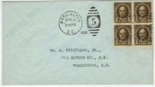 1925 Usa First Day Issue Nathan Hale Washington Dc Block Of 4 Blue Envelope