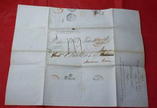 Chile Panama - Inglaterra 1853 Stampless Cover To Chalons S Marnes France