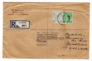 1952 Malaya/perlis To Finland / Redirect Gb Registered Cover.