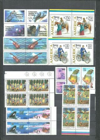 CHILE MNH MODERN STAMPS LOT INCLUDE BLOCKS OF PAN,  STRIPS,  COMPLETE SETS ITEM 2