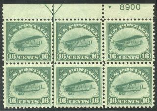 U.  S.  C2 Nh Plate Block - 1918 16c Jenny