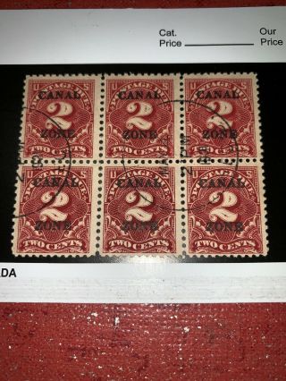 Canal Zone Stamp J19 Block Of 6