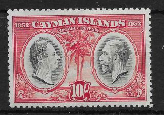 Cayman Islands Sg95 1932 Assembly 10/= Black & Scarlet Mtd