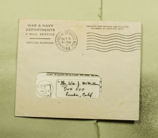 Dr Who 1944 Apo 322 V - Mail Official Frank To Usa Wwii Censored E68995