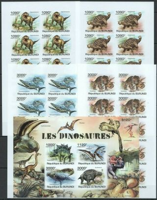 O1468 Imperforate 2011 Burundi Reptiles Dinosaurs Dinosaures Kb,  10set Mnh