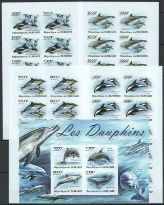 O1466 Imperforate 2011 Burundi Marine Life Dolphins Dauphins Kb,  10set Mnh