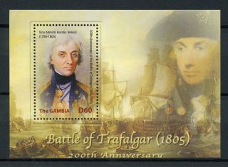 Gambia 2005 Mnh Battle Of Trafalgar 200th Horatio Nelson 1v S/s Ships Stamps