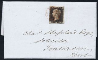 1840 1d Black Pl 6 Pl 4m Stunning Usage Centrally Placed On Cover Sheerness