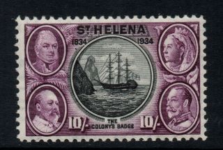 St Helena 1934 Cent Of British Colonisation - 10/ - Black & Purple - Sg 123 - Lmm