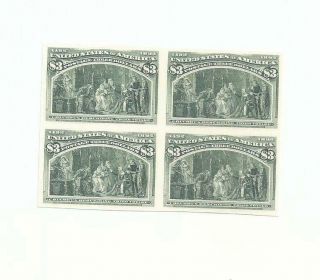 U.  S.  Stamps Scott 243p3 Three Dollar Columbian Block Proof On India Paper