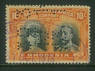 Rhodesia - 1910 10/ - Double Head Fiscally.  Lovely Example (es504)