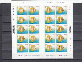 Singapore - Sg142c Mnh 2001 Copperband Butterfly Fish - Sheetlet 20v