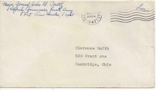 1947 San Antonio Texas Fort Sam Houston  Cover From Major General 4th Army