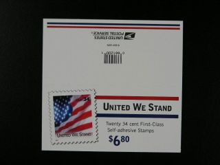 Us Scott 3549a Booklet Pane Of 20 Flag 34c Stamps Never Folded S22
