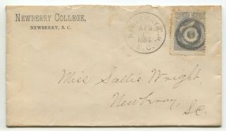 Newberry Sc 1884 206 Advertising " Newberry College " Drop Cover