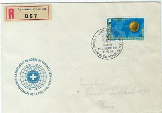 Switzerland 1954 Football World Cup Opening Match Registered Cover