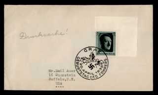 Dr Who 1938 Germany Graz To Usa Pictorial Cancel C131388