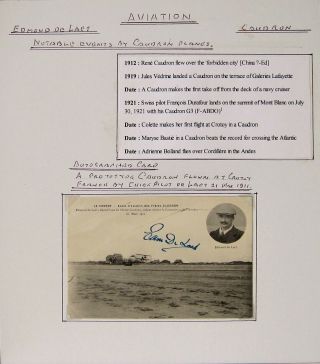 Aviation,  Postcard,  Aviator Edmond De Laet,  Test Flying A Caudron,  Pilot Signed.